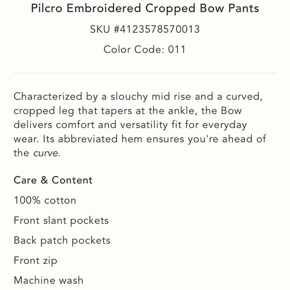 Anthropologie Pilcro Embroidered Cropped Bow Pants - Picture 6 of 6